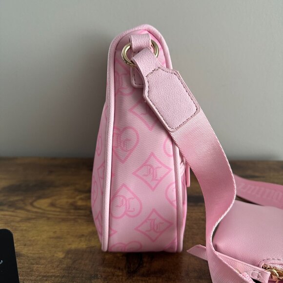 New Juicy Couture Juicy To Go Light Pink Crossbody Bag Pouch Charm JC Heart - Picture 3 of 4